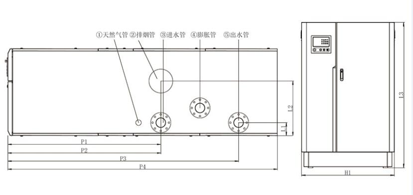 撬裝供熱機(jī)組商用冷凝鍋爐尺寸圖